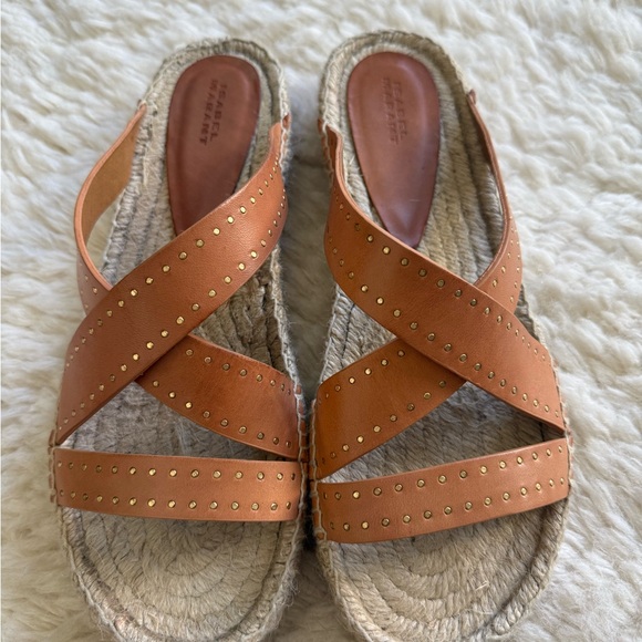 Isabel Marant Shoes - Isabel Marant Tan Espadrilles with Gold Studs